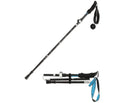 Folding telescopic trekking pole in aluminium alloy with adjustable length 36-130cm in black blue colour