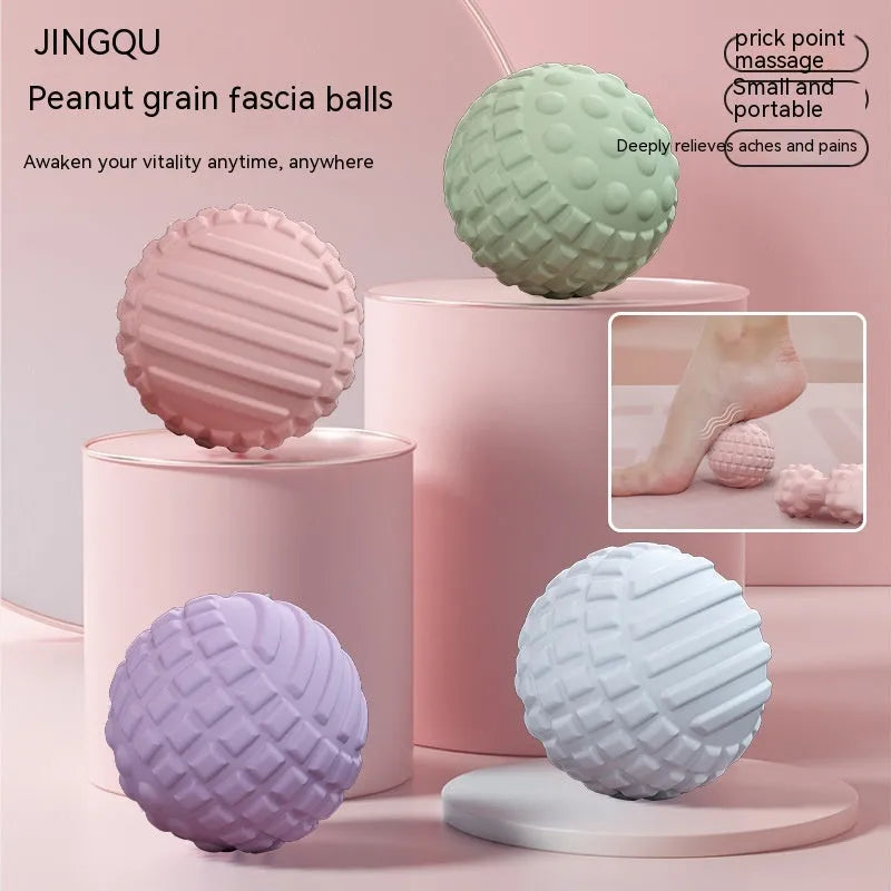 6cm diameter TPR foot massage ball in pink, blue, green, and purple colours with peanut ball and suit style options