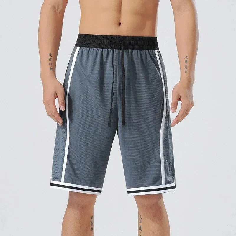 Men's straight-leg micro-elastic polyester sports training shorts in multiple colours