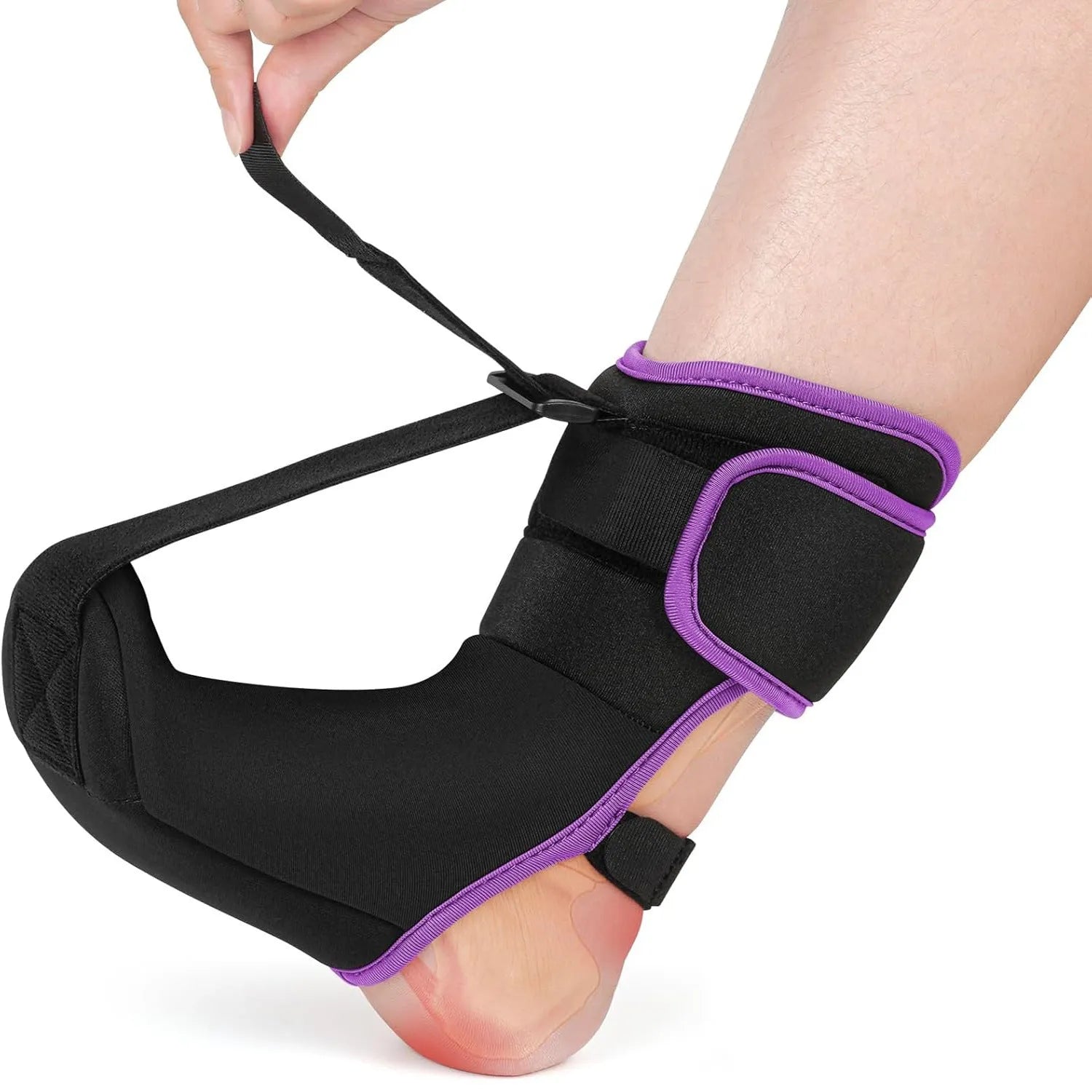 Adjustable neoprene foot dropping night splint unisex black and gray with stretch strap