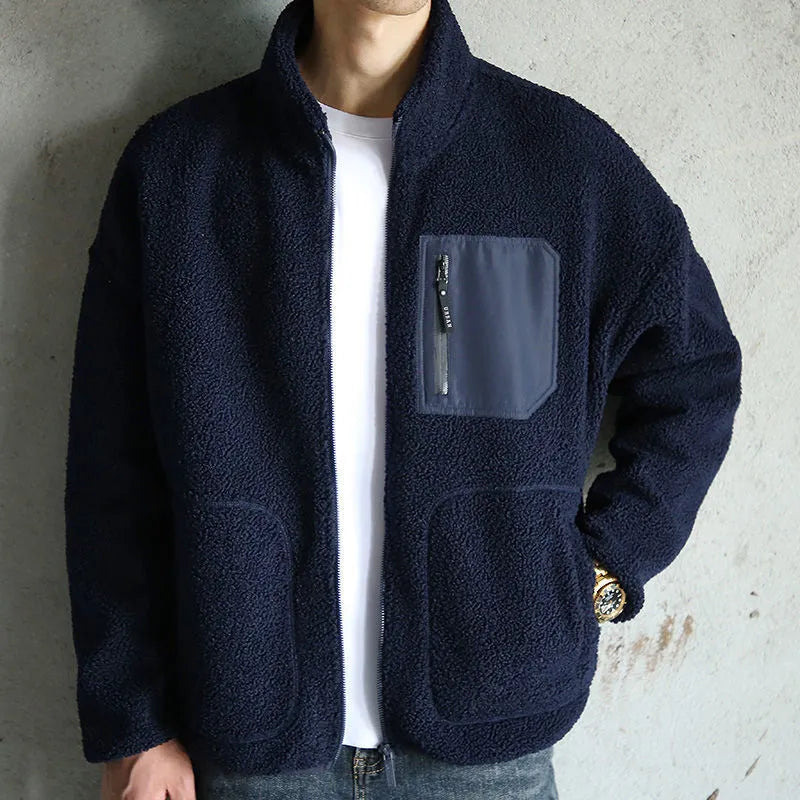 Winter plus velvet padded cotton coat in light grey, casual loose fit, sizes M to 4XL