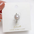 Round natural freshwater pearl ring with round zircon accents in gold copper plating finish