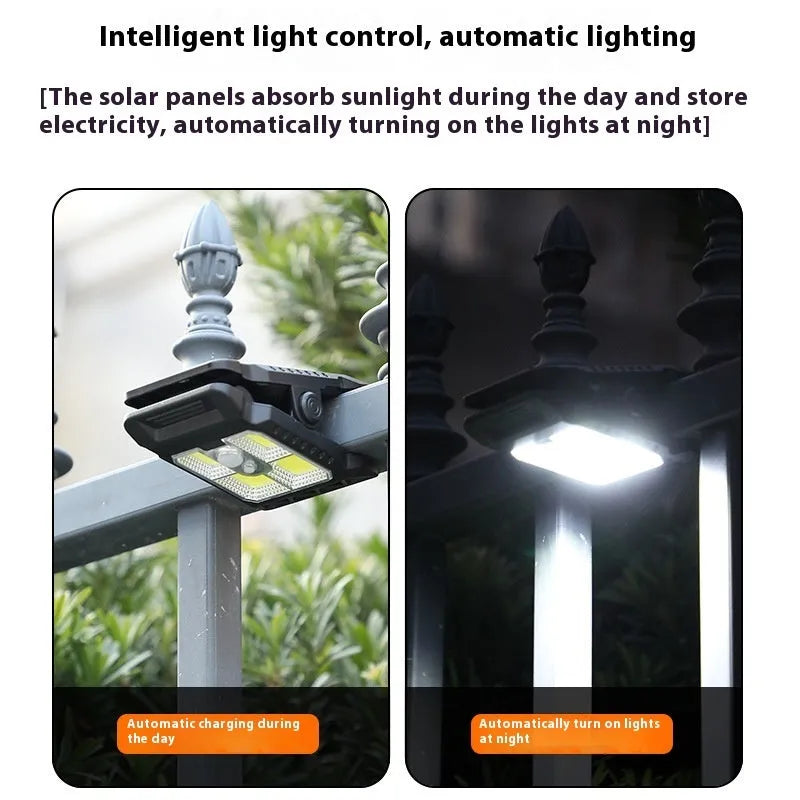White IP65-rated motion sensor clip lamp showing compact design and clip mount.