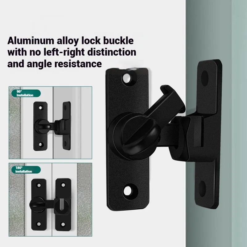 Aluminium alloy punch-free door latch in silver, black, gray, and gold colour options on a white background.