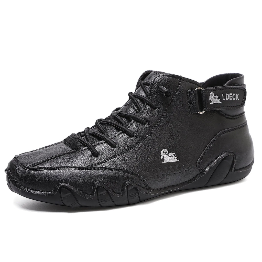Octopus men's high top casual shoes in khaki colour with round toe and flat heel