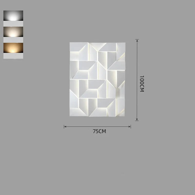Modern iron wall lamp with rectangular panel in Nordic style, showcasing dimmable lighting.