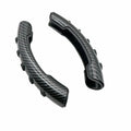 Carbon fibre black anti-slip sleeve fitted on a car steering wheel.