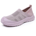 Women's slip-on casual shoes with cloth uppers and soft PVC soles in round toe design