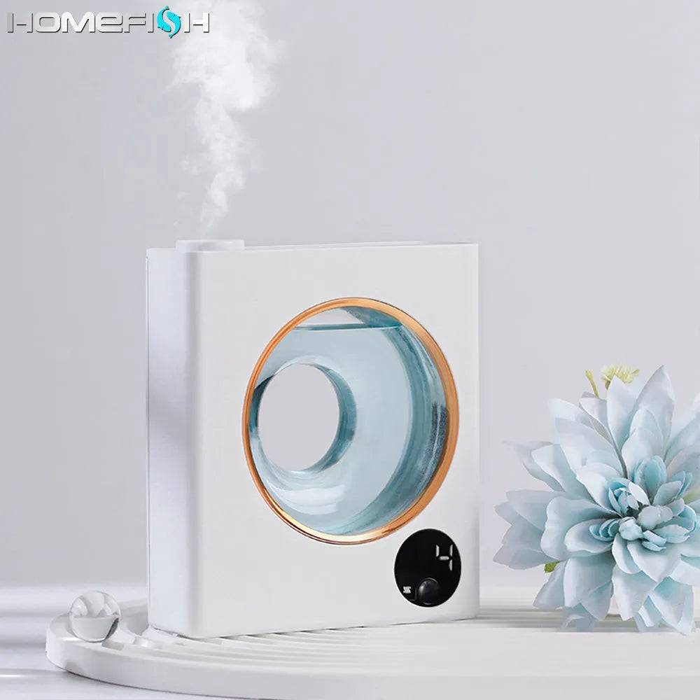 Small white automatic aromatherapy machine mounted on a wall with USB charging cable.