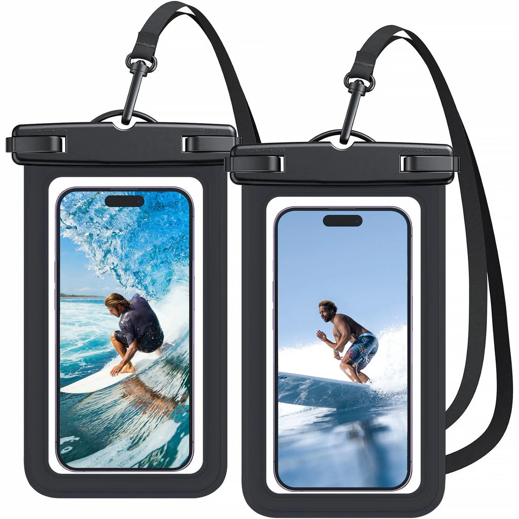 Outdoor mobile phone waterproof bag in blue PVC for swimming diving with touch screen window