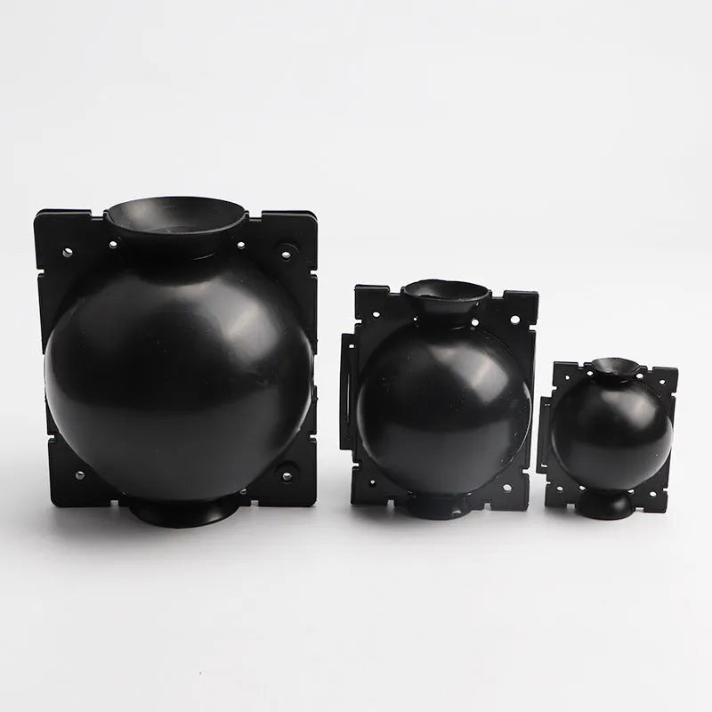 PP plastic plant propagation box or grafting ball for high pressure air layering, shown in black, green, and white colour options.