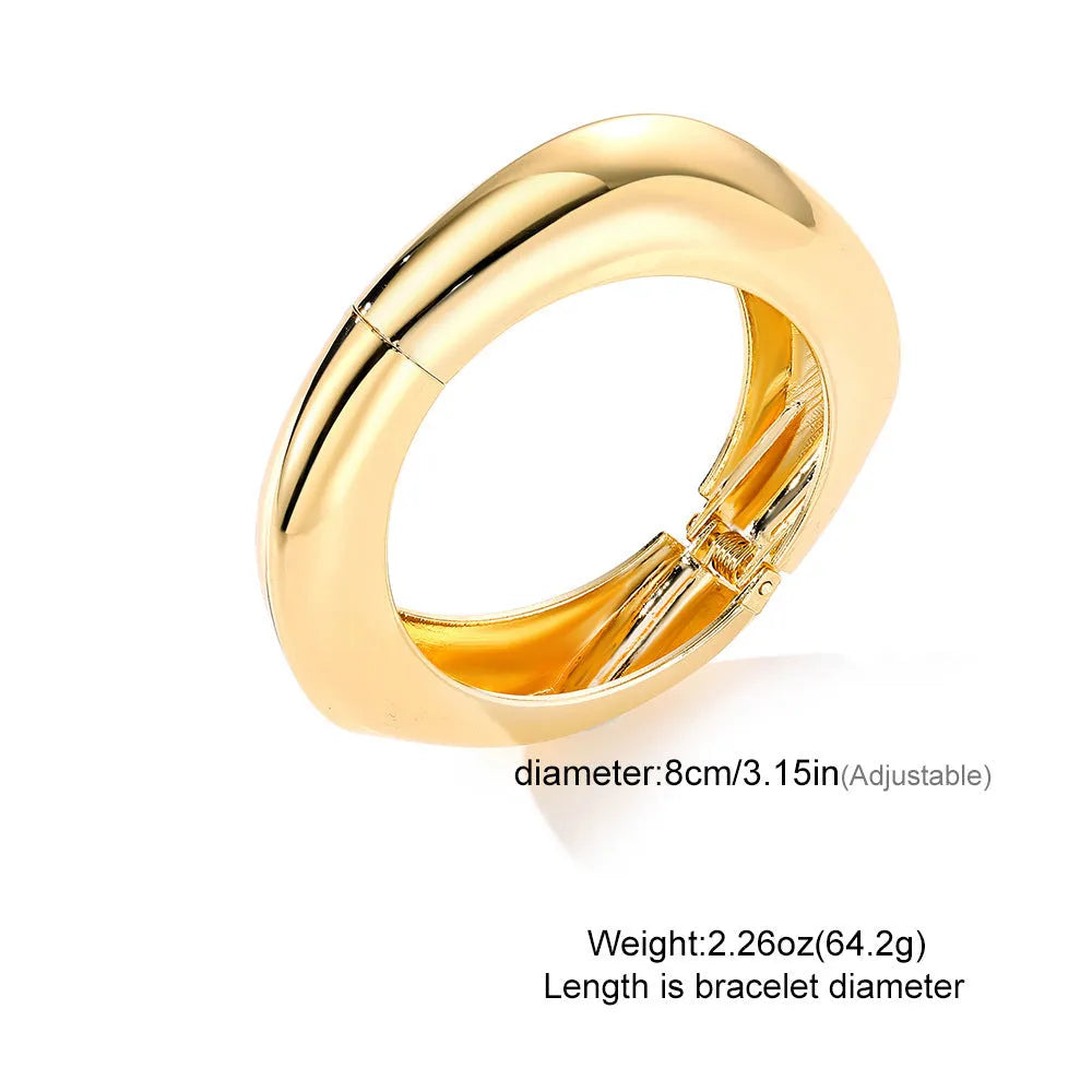 Women's exaggerated metal glossy surface bracelet alloy electroplated finish six colour options