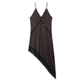 Women's striped hooded midi dress with asymmetrical pleated skirt in mercerised cotton knit