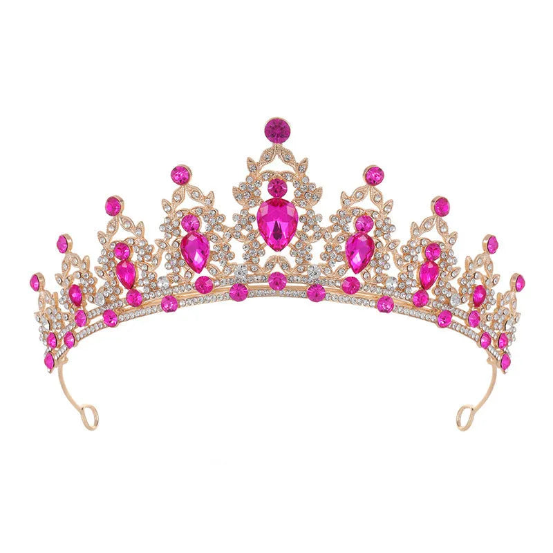 A silver and rhinestone baroque bride crown headdress with intricate detailing on a white background.