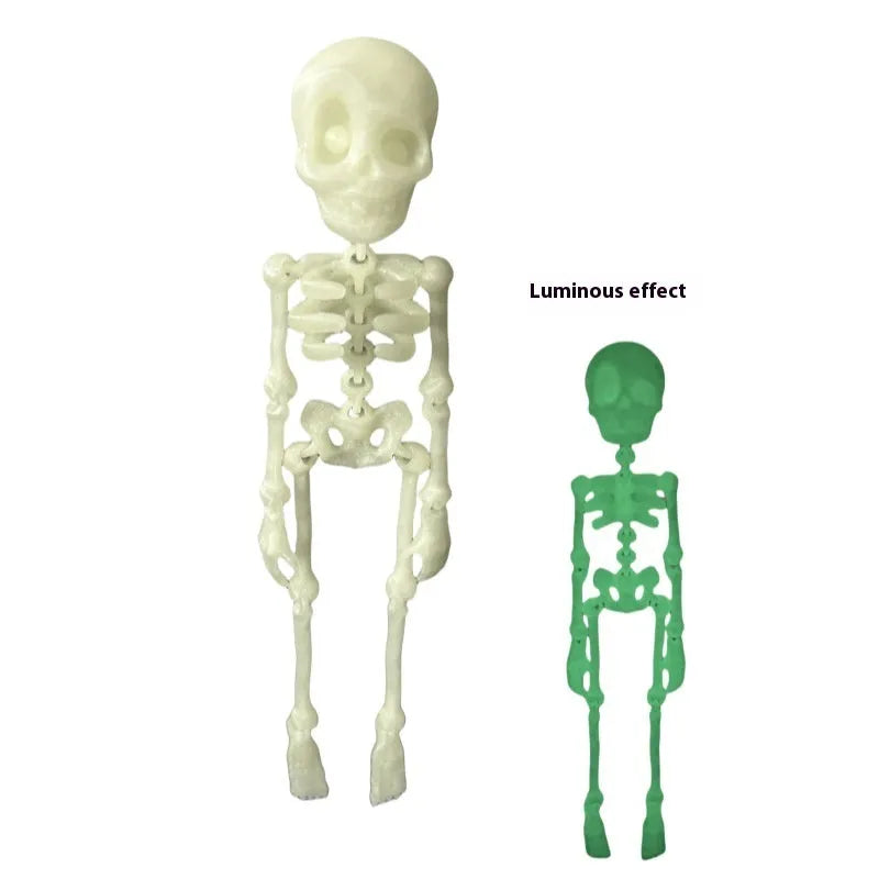 A detailed 3D printed white skull refrigerator magnet, 18cm tall, against a dark background.