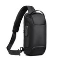 Men's waterproof Oxford crossbody bag with USB port and multiple internal compartments in army green colour