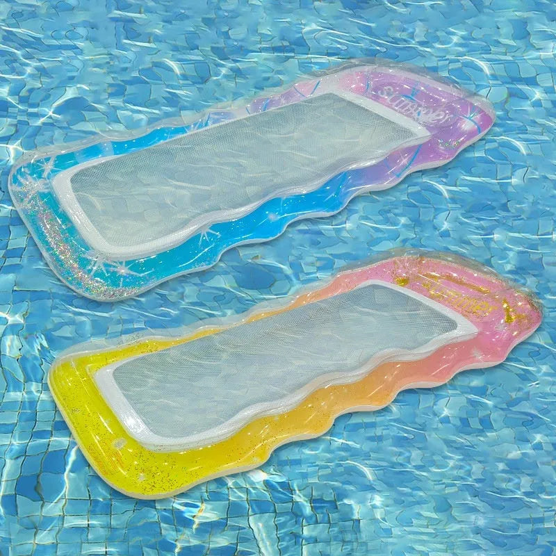 PVC thick sequins wave inflatable floating row in gradient colours with canopy option