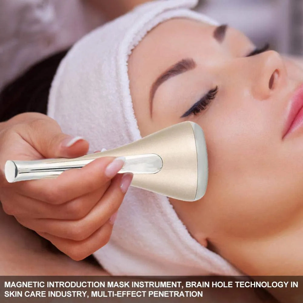 Gold Imate facial massager small dumbbell gyro device with vibration and magnetic infuser for anti-aging