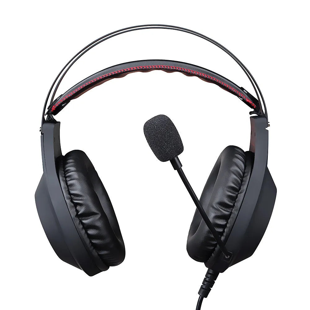 NUBWO N2 black and silver over-ear gaming headset with adjustable microphone and 3.5mm cable