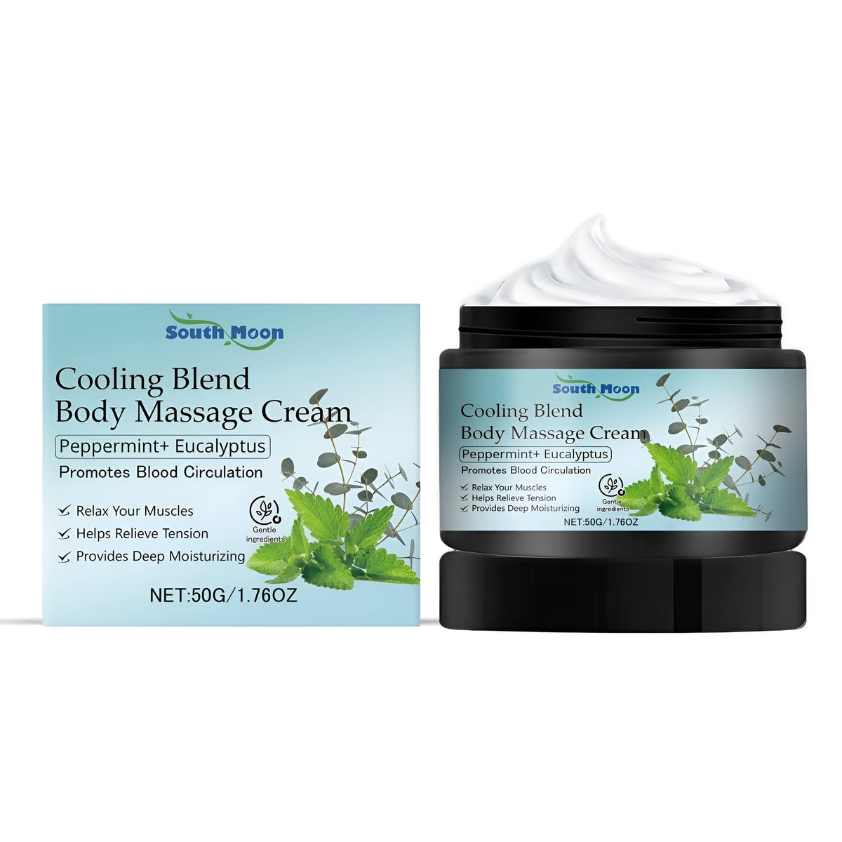 50g body massage cream with peppermint extract, cineole and ceramide, white topical cream in a single 50g pack