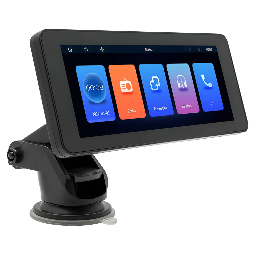 Portable wireless 6.86-inch car video player with IPS screen showing camera display