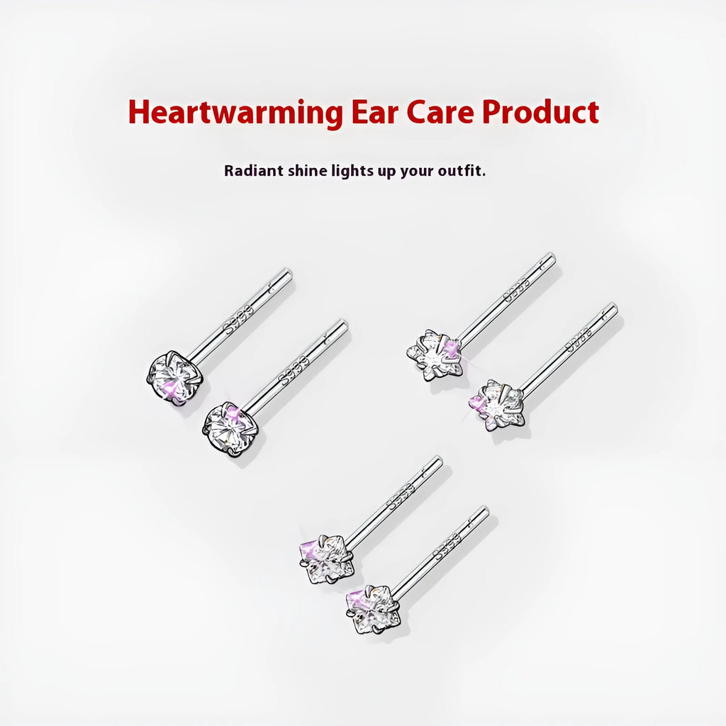 999 pure silver anti-blocking ear studs in butterfly shape on white background