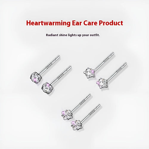 999 pure silver anti-blocking ear studs in butterfly shape on white background