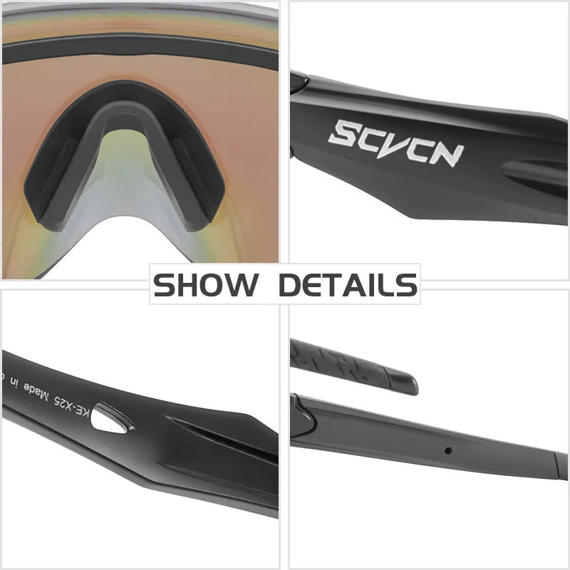 Frameless athletic glasses with colourful integrated lens for windproof sports protection