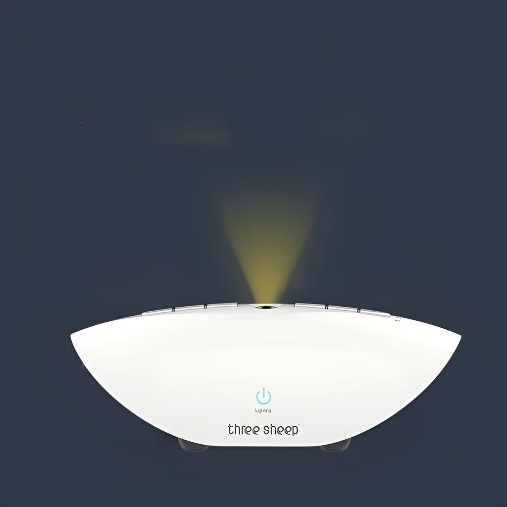White noise sleep aid machine showing mechanical controls and compact 220mm by 74mm dimensions