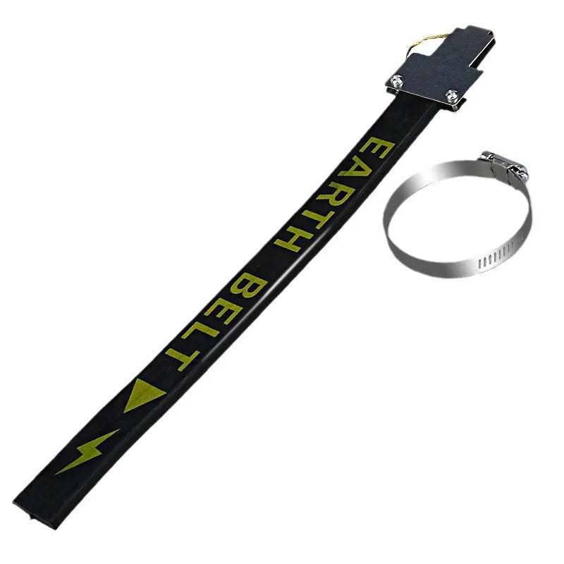 Black car electrostatic grounding chain with copper wire, measuring 370mm in length.