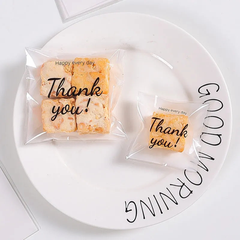 Self-adhesive OPP packaging bag for snowflake cookies, 10x10 cm, moisture-proof, clear simple style