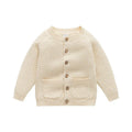 Boys' knitted cotton jumper in Teeth White or Sapphire Blue, round neck long sleeve sweater, 66-100cm
