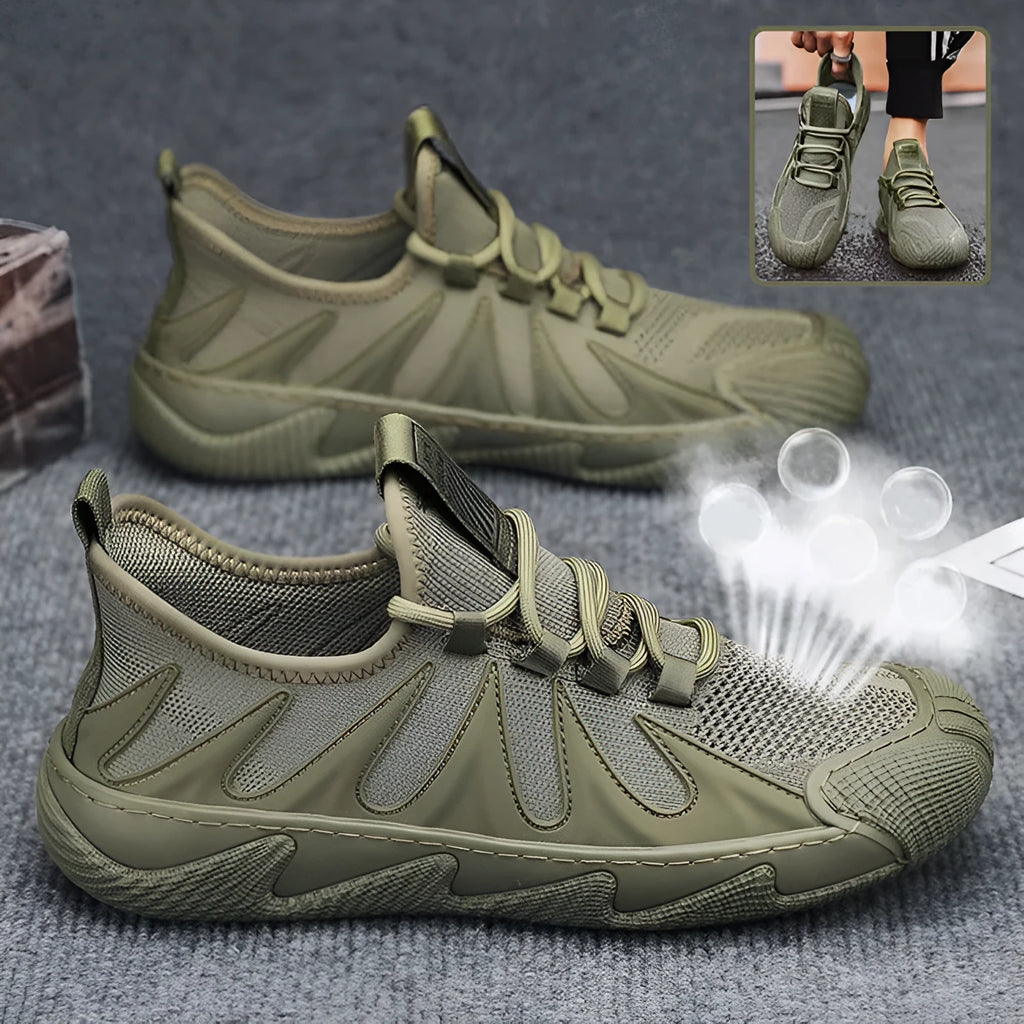 Men's black casual canvas sneakers with lace-up front and breathable mesh panels