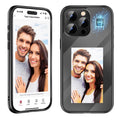 iPhone 15 Pro NFC ink screen flip phone case in black or purple colours