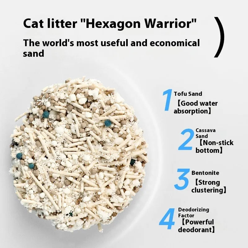10kg bag of mixed bitter cassava cat litter with tofu and bentonite, dust-free and deodorant, on a white background