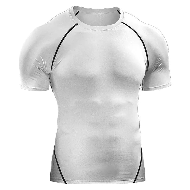 Men's quick drying short sleeve workout T-shirt in chemical fibre blend, sizes M to 4XL, multiple colours