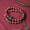 Double circle bodhi seed bracelet with cartoon styling showing natural seed texture