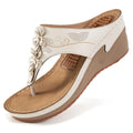 Women's high heel flip-flops with 6-8cm thick sole, PU upper and TPR non-slip base in black, white, blue, gold or yellow.