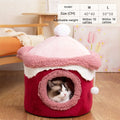 Ice cream house shaped dog pet house in pink with crystal velvet and pulled plush, M size 40×40 cm