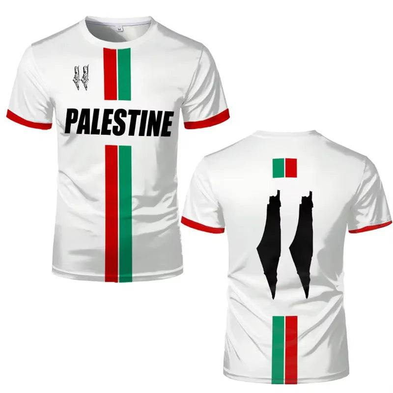 Football t-shirt with 3D printed pattern in spandex fabric, available in white or black