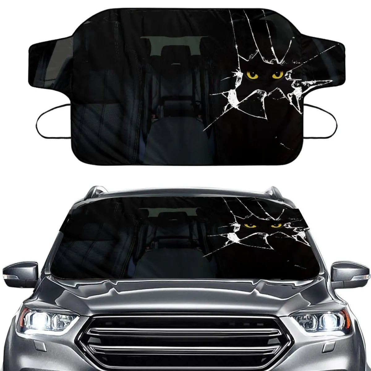 Universal car snow protection front gear cover with aluminium insulation and lanyard fastening