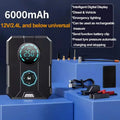 Portable wireless car tyre inflator with LED light and pressure gauge