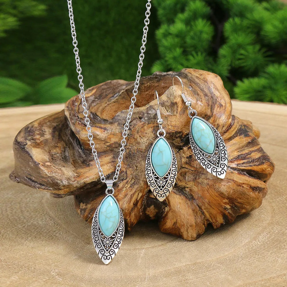 Women's alloy earrings and necklace set with ellipse design in multiple colour options HS 310 HS 184 HS 311 HS 007 HS 036