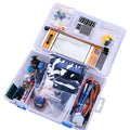 RFID upgraded Arduino starter kit with stepper motor, UNO board, breadboard, sensors, and LCD modules