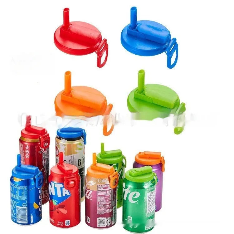 Reusable plastic soda can lid with straw for standard Coke cans, round injection moulded can stopper.