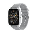 H80 black smart watch on wrist showing heart rate graph on its 1.69-inch spherical tempered glass screen.
