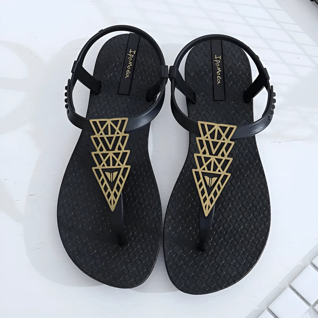 Bohemia soft bottom flat sandals in black or brown, simple folk style, women's sizes 36-39