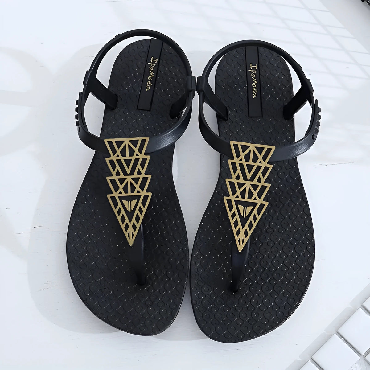 Bohemia soft bottom flat sandals in black or brown, simple folk style, women's sizes 36-39