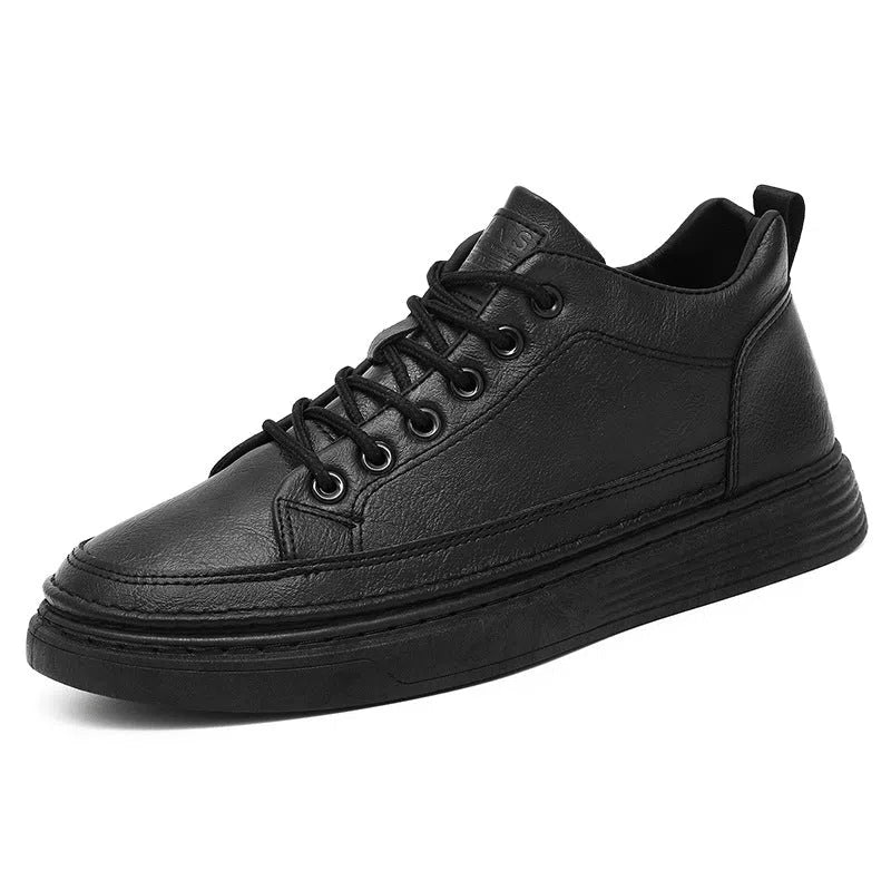 Men's mid-cut breathable waterproof non-slip shoes, synthetic PU upper, rubber outsole, H13 Black Brown White