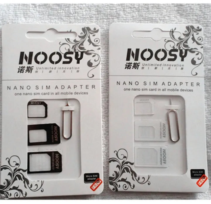 Black and white SIM card tool sets showing plastic case and metal ejector pin for mobile phones